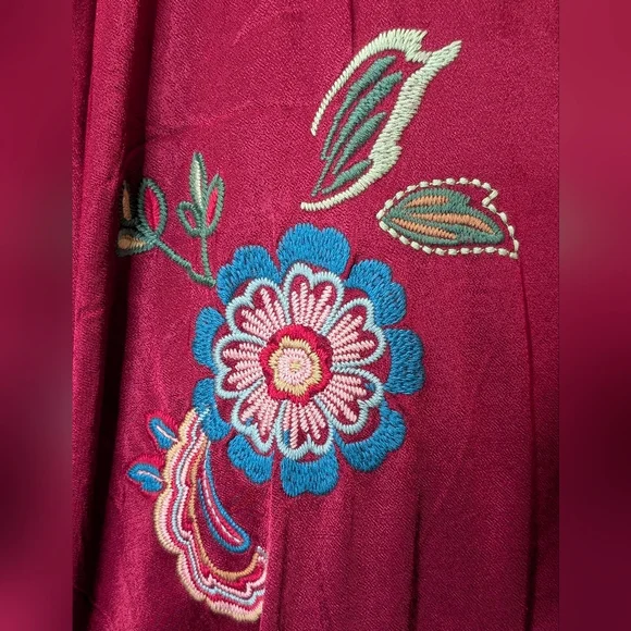 NWT JOHNNY WAS Messine Long Kimono Coat Embroidered Floral Pomegranate - Picture 6 of 15